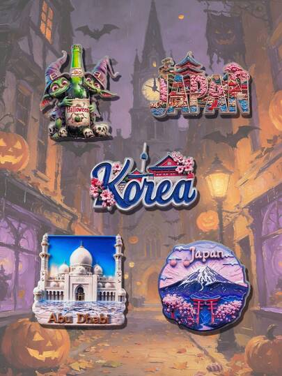 1个世界著名地标3D冰箱贴，日本樱花字母3D浮雕“JAPAN”，尺寸精准，高清印刷，适用于冰箱、办公室白板等多种场景，是理想的旅行纪念品，色彩缤纷的设计适合家居装饰，也适合作为圣诞节、生日礼物。