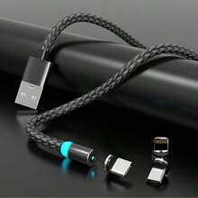 Cable de carga magnético desmontable de 3 en 1 con carga rápida y potente, 1 pieza, cable de carga trenzado magnético de 3 en 1 con luz LED compatible con iPhone 17 Pro Max/17 Pro/17 Plus/17/16/15/14/13/12/11/XS/XR/8/7/6, S25/S24/S23/S22/S21/S20 Ultra Plus, regalo de celebración de la serie - Multicolor - Ver 9