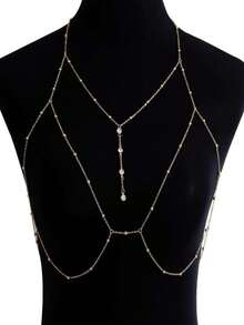 1 chiếc vòng cổ mặt hình giọt nước đơn giản theo phong cách EU/US, quà tặng phụ kiện cho phụ nữ dự tiệc/bãi biển/du lịch - Vàng - Xem 6