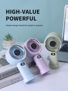AOYI 1pc Rechargeable Digital Display Portable Handheld 199-Speed Adjustable Mini USB Charging Fan - Multicolor - View 3