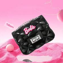 Miniso Bolso de gelatina negro de la serie Barbie / Bolso de tote blanco brillante, estilo todo a juego y ligero, bolso para salidas diarias/compras, regalo de cumpleaños perfecto, material de poliéster (1 pieza) - Rosa - Ver 14