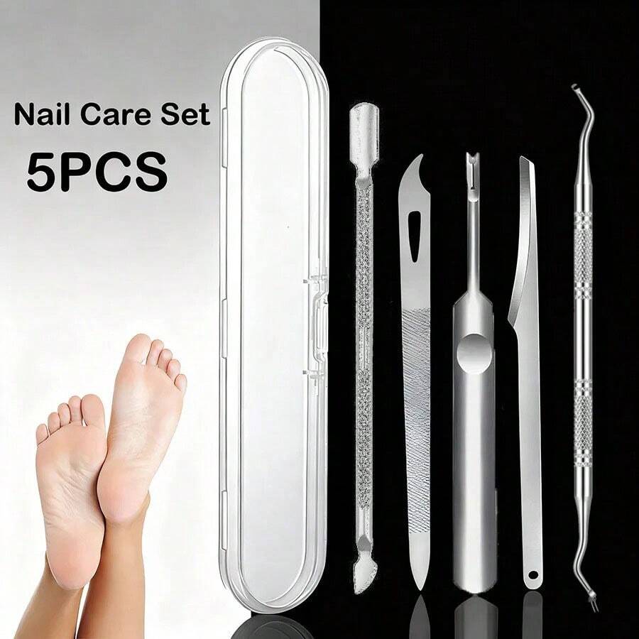 Nail Professional Muti Function Cuticle Pusher Remover Nail Care Manicure Tools Kits, Stainless Steel Pedicure Tool Set Professional Foot Care Exfoliator For Smooth Light Beige, Portable Travel Case Included - Multicolor - View 1