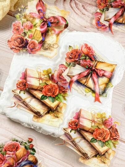 10 piezas/paquete Pegatinas con tema de letras vintage, manualidades de scrapbooking DIY para planificador, álbum, diario