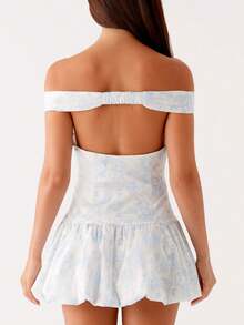 Women White Graduation Dress Summer Backless Bow Tie Bodycon Mini Dresses Y2k Square Neck Short Dresses For College - Blue - View 2