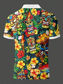男士夏季数码印花短袖Polo衫 - 彩色 - 查看 3