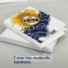 FIFA Real Madrid Logo World Cup Football Theme Notebook A7 Size 96 Pages, Vintage Distressed Style Hardcover Diary, Portable Student Notebook, Football Fan Merchandise Office Diary, World Cup Commemorative Gift - Multicolor - View 1