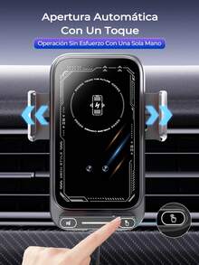 REMAX Cargador de coche totalmente automático con un solo toque, carga inalámbrica de 15W y carga magnética de 66W y carga por cable, apertura y agarre automáticos, rotación de 90° con un solo toque, batería recargable incorporada de 200mAh, cargador para iPhone, cargador Tipo C, accesorios para coche, artículos esenciales para coche - Titular - Ver 8