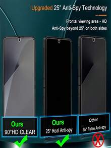3片装隐私水凝胶膜，防爆、防刮、防窥手机屏幕保护膜，兼容三星Galaxy Z Flip 7/6/5/4/3 5G，办公室/地铁隐私保护，划痕自动修复，易于安装的保护膜 - 無色 - 查看 4