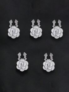 1/2/5 Stück 18mm Vintage Camellia Blumen Metall Strass Knöpfe, abnehmbare Knopfabdeckungen, Kristall Dekor Knöpfe mit Zange für Kleider, Anzüge, Hemden, Bleifarbe - Mehrfarbig - Übersicht 12