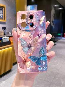 1个闪光蝴蝶保护手机壳，兼容苹果/三星Galaxy手机 - 粉色 - 查看 5