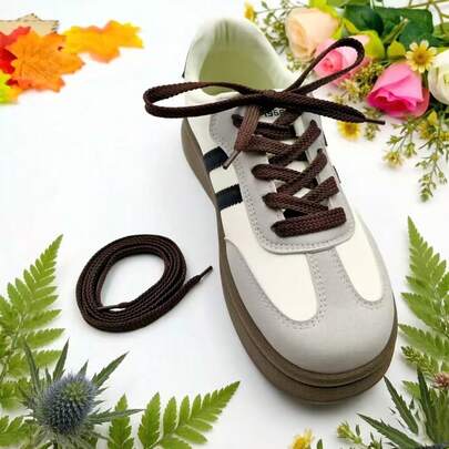 100cm Colorful Jacquard Flat Shoelaces, Vintage Casual Shoes, Canvas Shoes Accessories, Thick Woven Texture (Shoelaces Only, Shoes Not Included)