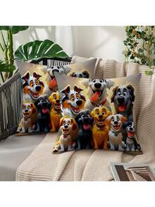 2 piezas Fundas de almohada con diseño de perro divertido y de dibujos animados, fundas de almohada creativas con diseño de animal para cabecera, fundas de almohada para sofá de sala de estar (No se incluyen los insertos de almohada) - 2pcs - Ver 5