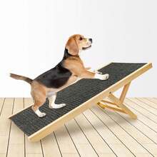 Freestanding Dog Ramp Pet Puppy Ramp Adjustable Heights Non-Slip Carpet Stair - Black - View 9