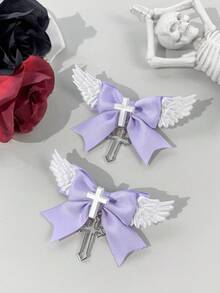 Bộ 2 phụ kiện thời trang đường phố màu trắng và tím dành cho nữ: Dây chuyền hình cánh và thánh giá, kẹp tóc nơ, kẹp cá sấu, phù hợp cho đi làm hàng ngày, lễ hội, tiệc tùng, du lịch, chụp ảnh - Món quà tuyệt vời cho bạn thân, kẹp càng cua, mùa hè, kỳ nghỉ, tiệc tùng, sinh nhật. - Nhiều màu - Xem 11