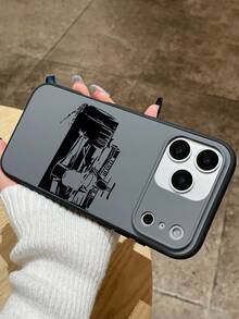 Coque de téléphone avec imprimé silhouette de Formule 1, design 2 en 1, double protection (cadre souple en TPU + plaque arrière rigide en polycarbonate), protection d'objectif surélevée, anti-chute et anti-rayures, texture antidérapante ondulée et boutons texturés, toucher doux, anti-salissures et anti-traces de doigts, style mécanique et industriel, idéale pour les passionnés de course automobile et les influenceurs, compatible avec les coques iPhone et Galaxy. - Noir - Voir 5