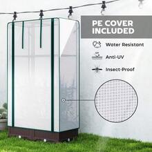 Plastic Raised Garden Bed With Trellis, Outdoor Planter Box With PE Greenhouse Cover, Drainage Holes And Zipper Door For Climbing Plants, Herbs And Vegetables, 31.5" X 15.7" X 48.8", Brown - Brown - View 4