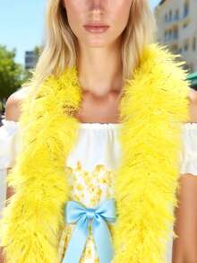 Colorful Feather Scarf, Feather Scarf Accessory, Faux Feather Scarf | Suitable For Parties, Artificial Feather | Carnival Feather Scarf - Suitable For Birthday Party, Halloween, Christmas, Horse Racing, Afternoon Tea Party - Multicolor - View 5