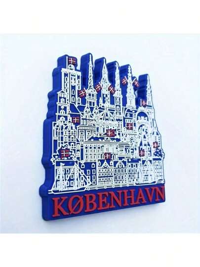 3.03inch Copenhagen Denmark Creative Landmark Architecture Travel Souvenir Cartoon Epoxy Magnetic Fridge Sticker