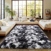 Trendcylala Soft Modern Indoor Large Shaggy Area Rug, Plush, Non-Slip, Not Easy To Shed Hair, Home Decorative, Suitable For Bedroom, Living Room, Dining Room, Dorm, Accent Floor Carpet ,Room Decor, Tie-Dye Black White - Nhuộm tie-dye đen trắng - Xem 12