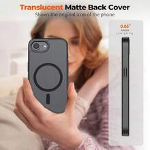 Magnetic Wireless Charging Protective Case For IPhone 17 E, 16, 15, 14, 13, 12, 11, 17 Pro Max, 15 Plus, Semi-Transparent Matte Back Cover - Black - View 7