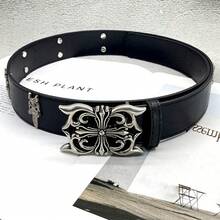 Holy Sword Cross Belt - Celebrity Style Men's Rivet Embossed Belt - [Dây leo đen] Dây đeo Thánh kiếm - Xem 8
