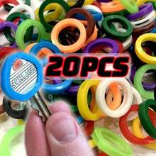 20Pcs PVC Mixed Keys Caps Topper Elastic Case Hollow Soft Key Locks Round Cover For Organizing And Decorating Key Accessories - Multicolor - View 9