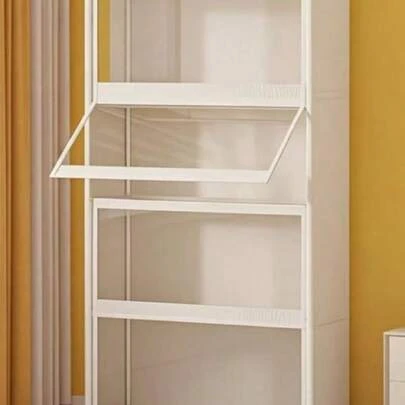 1pc Covered Dust-Proof Storage Cabinet, Wardrobe, Bookshelf, Organizer, Improve Space, Sturdy & Fashionable, Easy To Assemble & Disassemble, Portable, Suitable For Living Room, Bedroom, Entryway, Office, Home, Multi-Layer Storage, Holiday Gift, Christmas Gift, Children's Gift