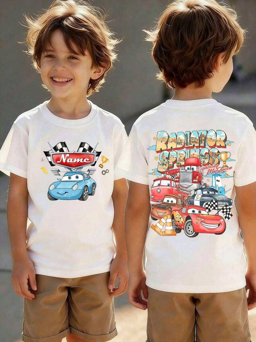 Disney *Cars* Sally-Themed Summer T-Shirt-Perfect For Boys And Girls To Wear To Holiday Parties, Family Meals, Outdoor Activities, And Travel, And An Ideal Gift For Children Visiting Disney Parks. - White - View 1