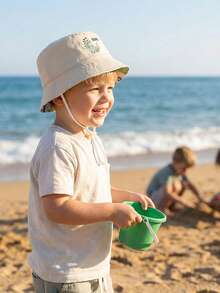 1顶儿童恐龙挖掘机水豚刺绣可爱防晒渔夫帽，婴幼儿渔夫帽 - 彩色 - 查看 1