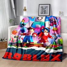 3D Cartoon R-Robloxs Game Flannel Blanket Soft Warm Throw Blanket For Bedroom Living Room Bed Travel Camping Picnic Gift(8).Jpg - 白色 - 查看 1