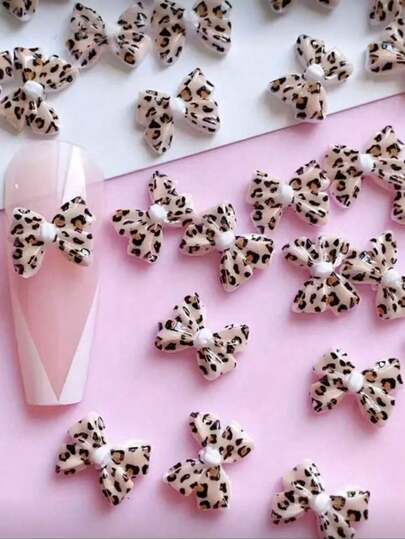 30pcs Mixed Resin Cute Leopard Various Bowknot Christmas Flat Back Rhinestone Scrapbook DIY Art Applique Decor Jewelry Crafts Accessories Nails