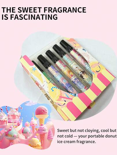 10 Ml Ice Cream Digital Beach Fragrance Room Spray, Indoor And Outdoor Air Freshener, 5 Different Types, Featuring Multiple Scents. Ice Cream, Mint, Vanilla, Coconut, Strawberry And Other Blended Fragrances, Long-Lasting Fragrance, Suitable For Daily Use, As A Gift For Friends, For Christmas Gifts, Valentine's Day Gifts, Mother's Gifts