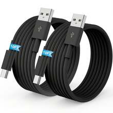 2pcs 6ft USB A To USB-C Charging Cable, Universal High Quality Durable, Anti-Tangle, Fast Charging And Data Sync Cable, Compatible With Samsung Galaxy S26 S24 S23 S22 S21 S20, A Series, Note Series, CarPlay, Pro Air, Android Phones, Essential Car Accessories For Summer Travel - Black - View 6