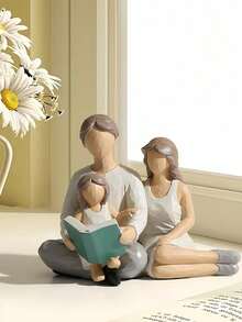 1pc Small Family Theme Resin Figurine Decor Craft, Suitable For Bookshelf, Desk, Living Room And Bedroom, Perfect For Wedding Art Decor, Mother's Day Gift, Birthday Gift, Graduation Gift, Etc. - A Family Of Three - View 7