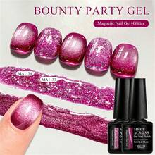 MEET ACROSS 1瓶7毫升Bounty Party红色闪粉猫眼凝胶指甲油，闪亮亮片磁性半永久可卸UV凝胶指甲油，适合夏季美甲，美甲DIY，家用及美甲沙龙用品 - 紅色 - 查看 4