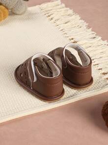 1 đôi dép xăng đan đơn giản họa tiết hoa cho bé sơ sinh, đa năng cho mùa hè. - màu nâu - Xem 4