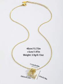 1pc Elegant Zirconia Inlaid Letter A-Z & Mini Star Pendant Gold Stainless Steel Collarbone Necklace, Women Girls Mother's Day Birthday Anniversary Gift, Daily Wear Party Summer Holiday Jewelry - Yellow Gold - View 4