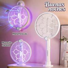 Repelente Eléctrico de Mosquitos 2 en 1, Lámpara Antimosquitos y Raqueta Matamoscas, Recargable por USB, Portátil para Eliminar Insectos, Ideal para Cocina, Jardín y Terraza. - Blanco - Ver 4