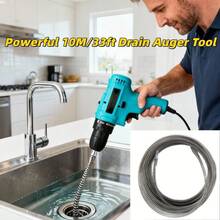 1 cái máy thông cống điện 393,7 inch | Lò xo thông cống chịu lực cao, làm bằng thép carbon, bền và dễ sử dụng, thiết kế đầu liền khối, thích hợp cho việc thông cống bồn rửa và nhà vệ sinh, không cần pin. - A - Xem 2