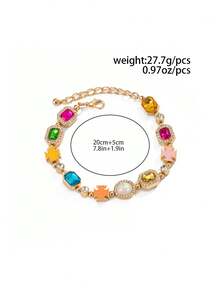 Pulsera de cadena de cristal multicolor elegante y minimalista vintage, joyería casual y encantadora de moda para hombres, accesorio de fiesta para todos los días - Pulsera geométrica de diamantes de imitación - Ver 8