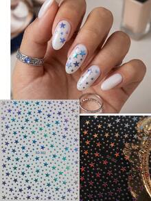 4pcs Holographic Laser 5-Pointed Star Nail Stickers - Shimmering Starry Sky Nail Decals In Black, Red, Pink, Silver - For Music Festivals, Y2K Parties, Holidays, Streetwear DIY Nail Art - Multicolor - View 5