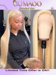 13x6 13x4 5x5HD 蕾丝前假发，真人混纺发丝，200密度，直发，预先拔毛，无胶，自然黑色蕾丝前假发，女士佩戴方便，无需胶水 - S613 - 查看 2