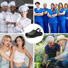Breathable Slip Resistant Work Clogs For Kitchen And Garden - 黑色 - 查看 5