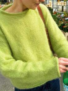 Women's Casual Mohair Turtleneck Knit Sweater, Autumn/Winter - Green - View 3