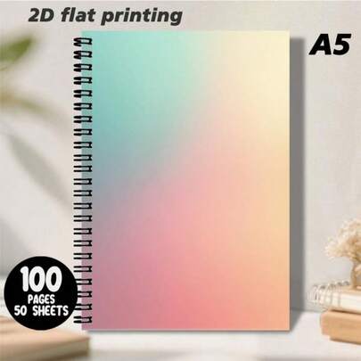 1 Piece A5 Size Minimalist Gradient Cover Spiral Notebook, Smooth Writing, Meets Daily Recording Needs, Whether Notes, Diary Or Essays, Provides Comfortable Writing Experience, Making Recording More Enjoyable.