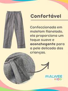 Kit 3 Children's Flannel Sweatpants For Boys And Girls In Malwee Cotton - màu đen - Xem 5