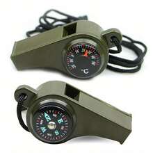 1pc 3-In-1 Emergency Whistle With Compass Thermometer, Outdoor Camping Hiking Tool, Referee Cheerleader Whistle - Multicolor - View 7