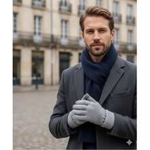 1 par de guantes cálidos y a prueba de viento con forro suave, adecuados para trabajo, labores, ciclismo al aire libre en otoño/invierno y conducción diaria - Multicolor 1 - Ver 2