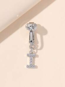 1 chiếc kẹp rốn chữ cái khảm nhỏ tối giản, tiện dụng để đeo hàng ngày cho phụ nữ. - Bạc - Xem 20