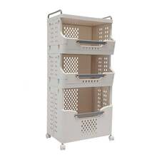 RibasuBB 3-Tier Foldable Laundry Organizer With Wheels, Stackable Rectangular Hamper With Brakes, Foldable Space-Saving Laundry Basket For Small Spaces - Black and White - View 5
